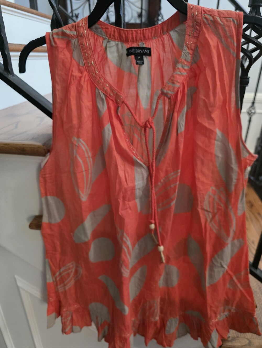 Lane Bryant Coral & Taupe Tie-Neck Sleeveless Camisole